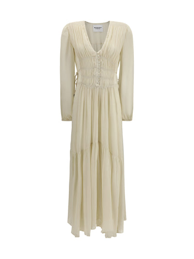 buttoned sheer long dress