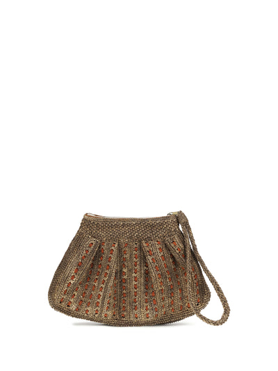 mezzo raffia clutch