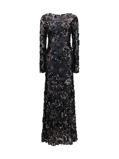long tulle dress with sequins