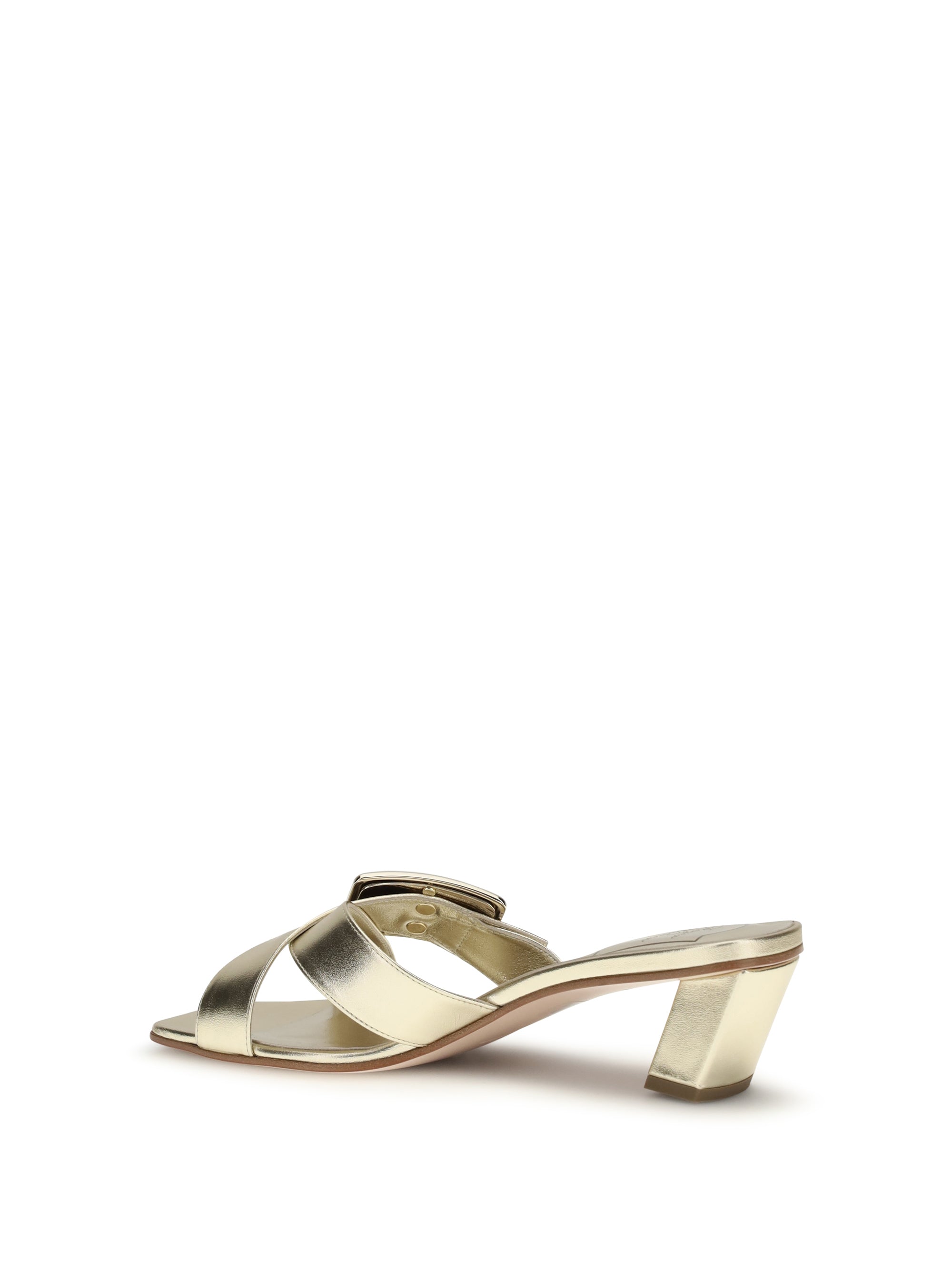ROGER VIVIER 36 laminated leather mules sandals