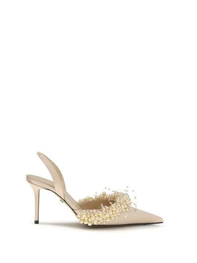 slingback pumps with pearls