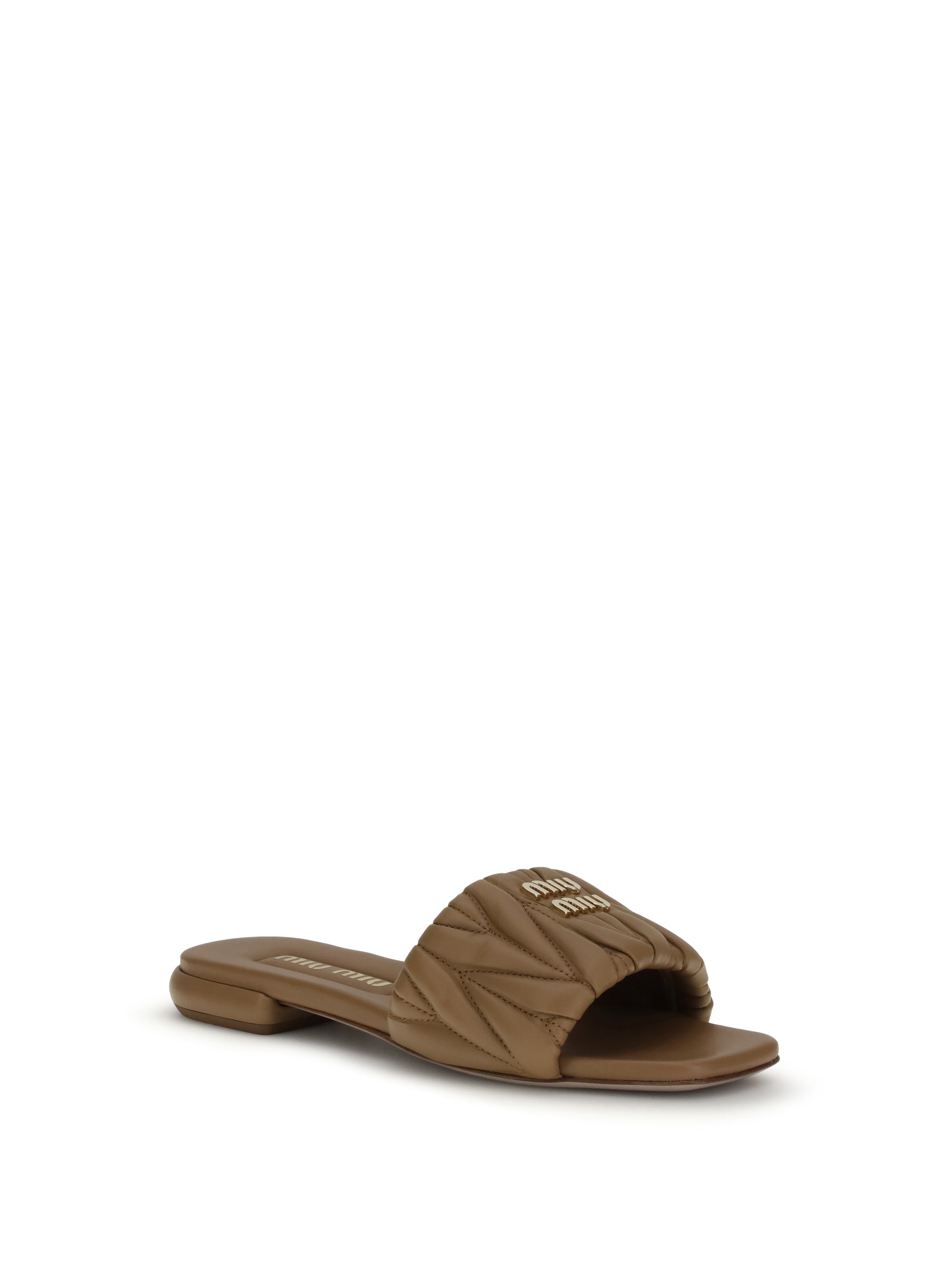 MIU MIU 37.5 matelassé nappa leather sandals