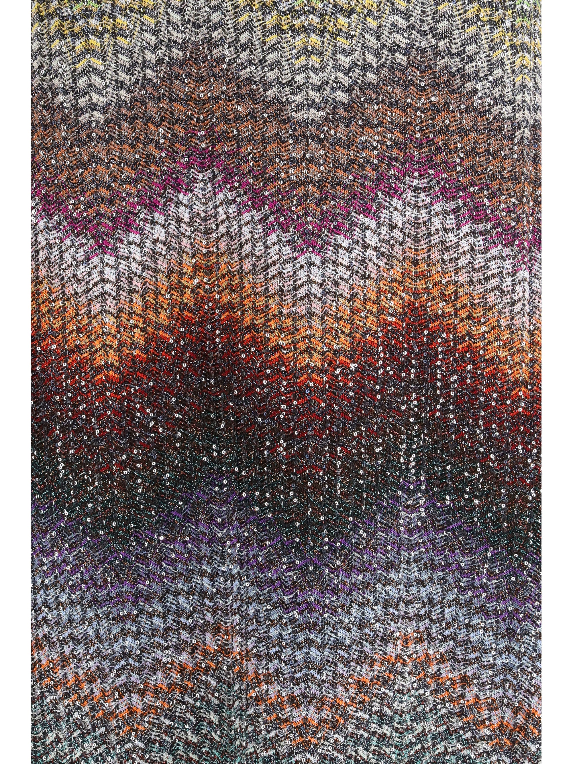 MISSONI 38 long halter-neck dress in greek zigzag knit with sequins