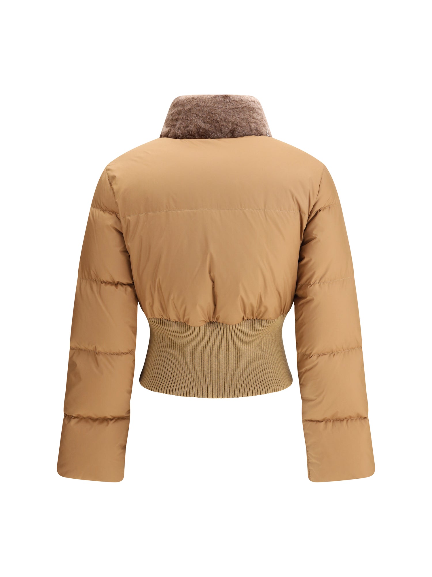 FENDI M cropped down jacket with shearling lining