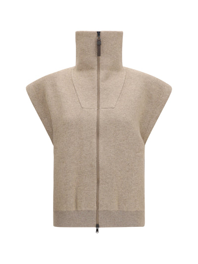 high-neck zip cardigan