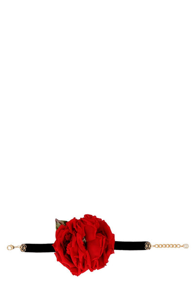 dolce & gabbana rose appliqué fabric choker