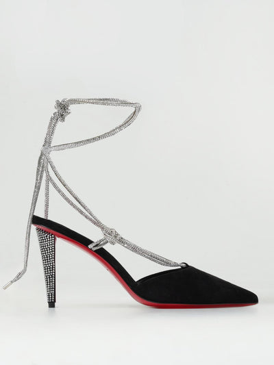mules in suede with rhinestones