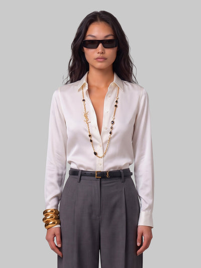 white stretch silk shirt