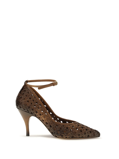 woven leather pumps