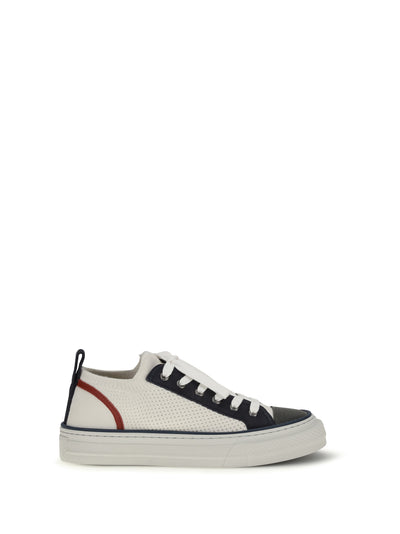 cotton knit and suede sneakers with precious toe