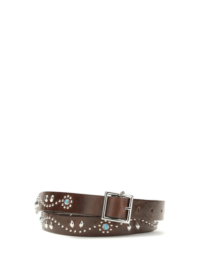 glendale leather belt with embellishments