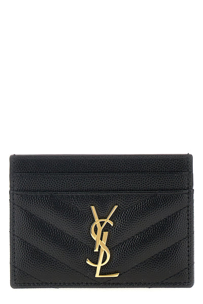 saint laurent grainy matelassé leather card holder