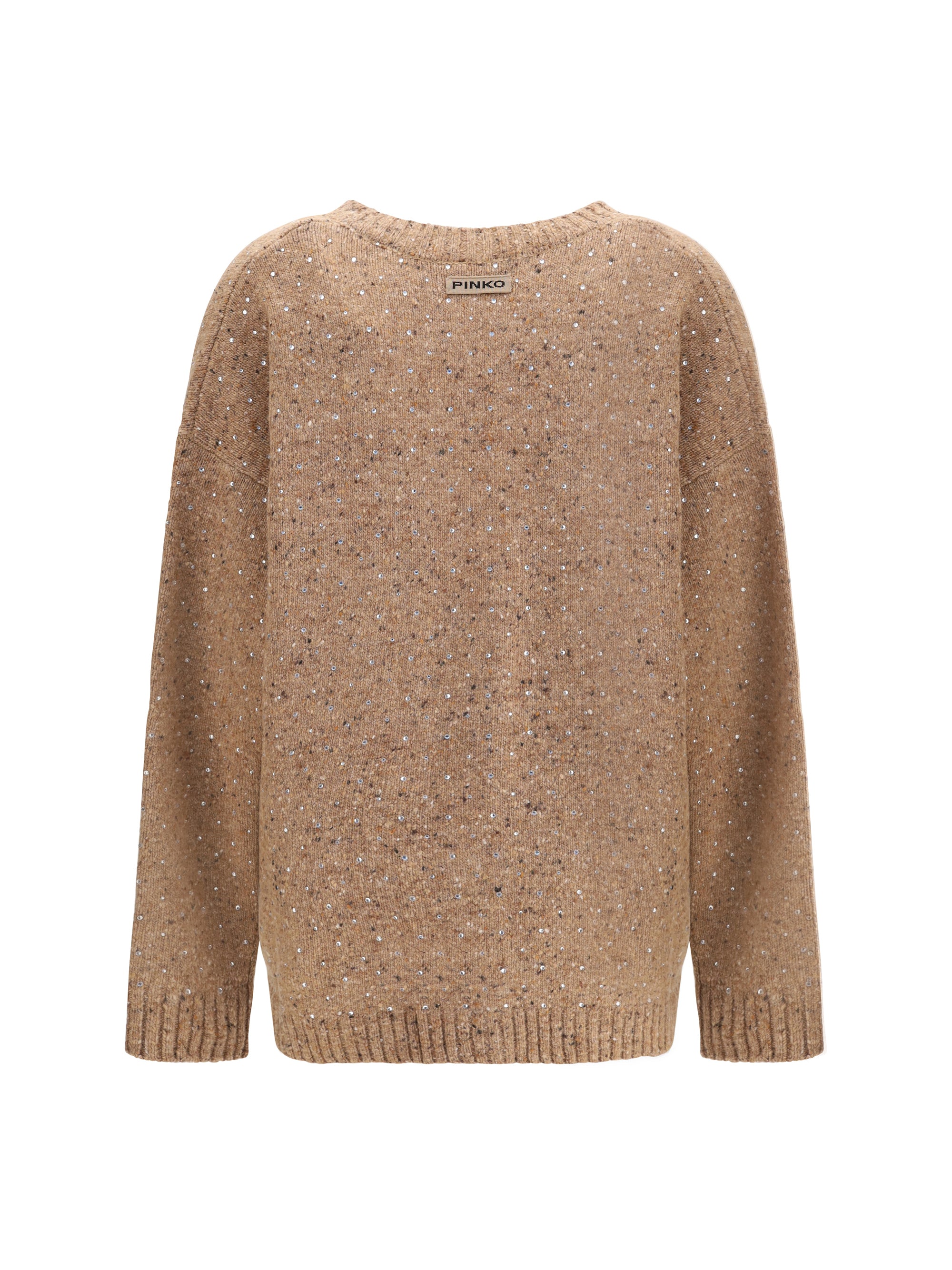 PINKO M bouclé fabric cardigan with rhinestones