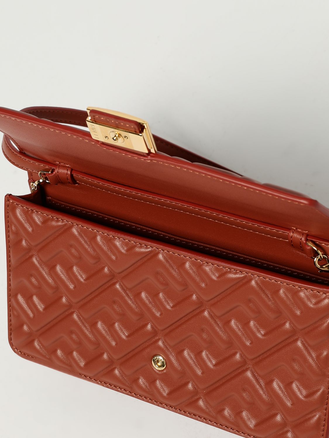 Baguette FF Leather Shoulder Bag