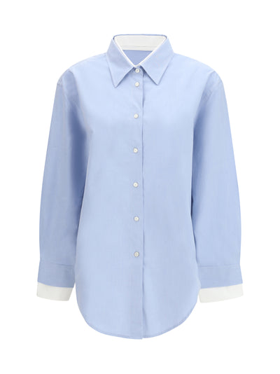 layered button-up shirt