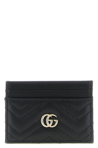gg marmont card holder in chevron matelassé leather