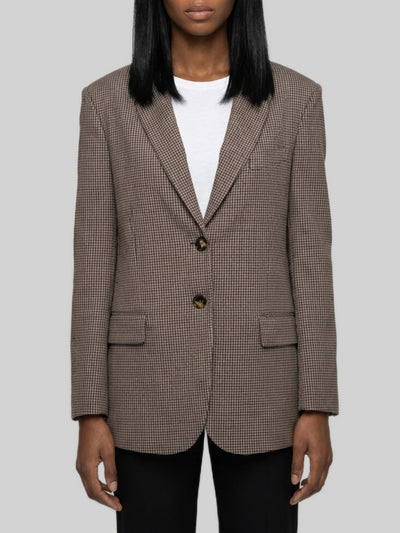 single-breasted micro-check jacket