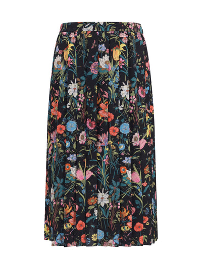 flora printed silk midi skirt