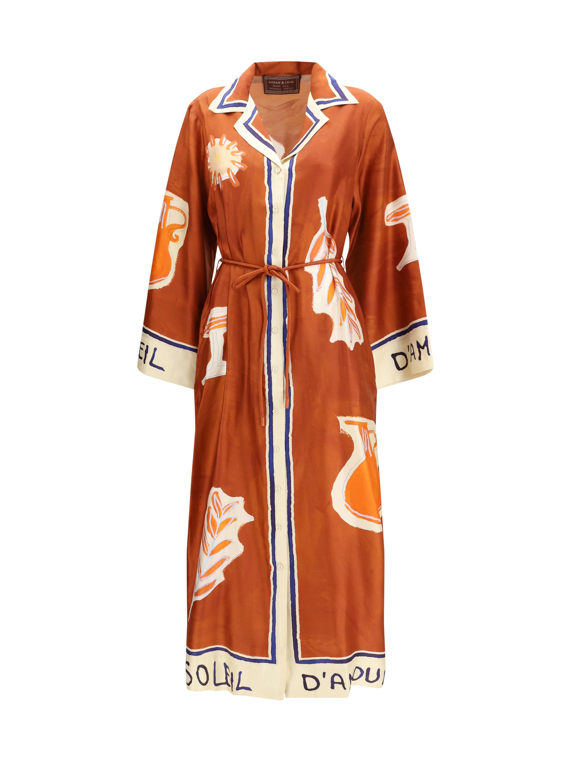ALEMAIS 6 soleil d’amour silk shirtdress