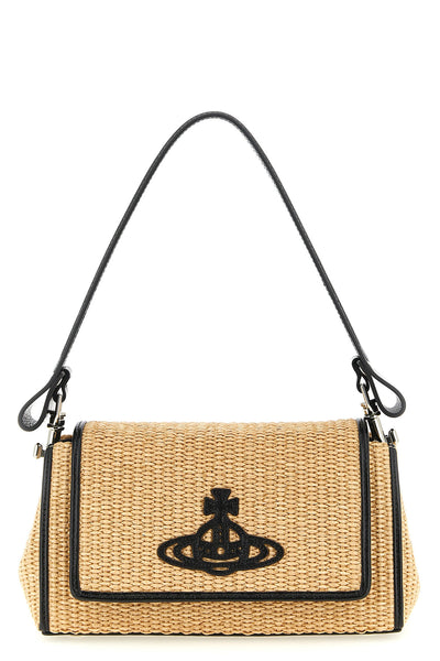 hazel medium shoulder bag in woven raffia