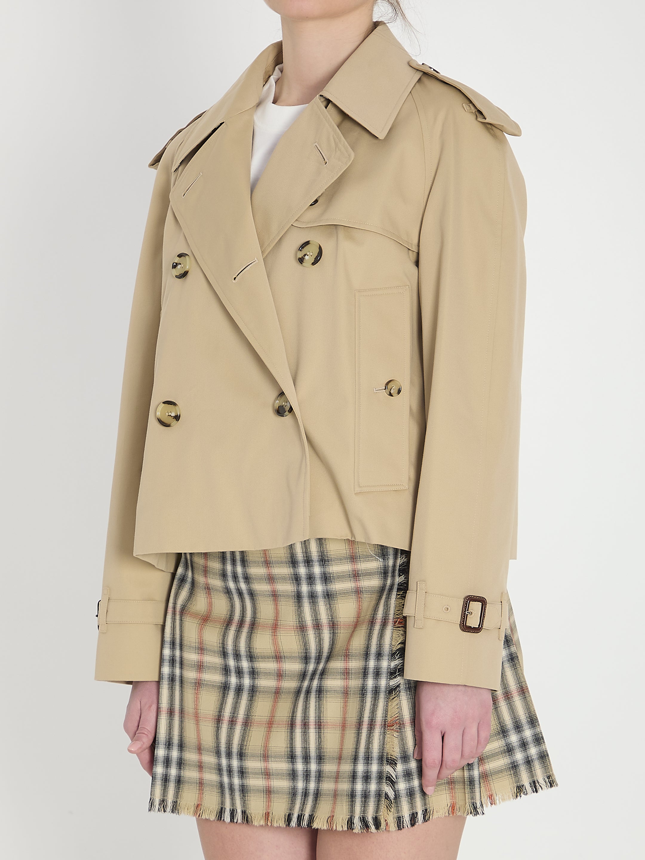 BURBERRY 6 cropped trench jacket in gabardine