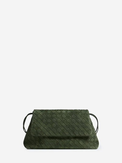 giorno green tweed pouch bag