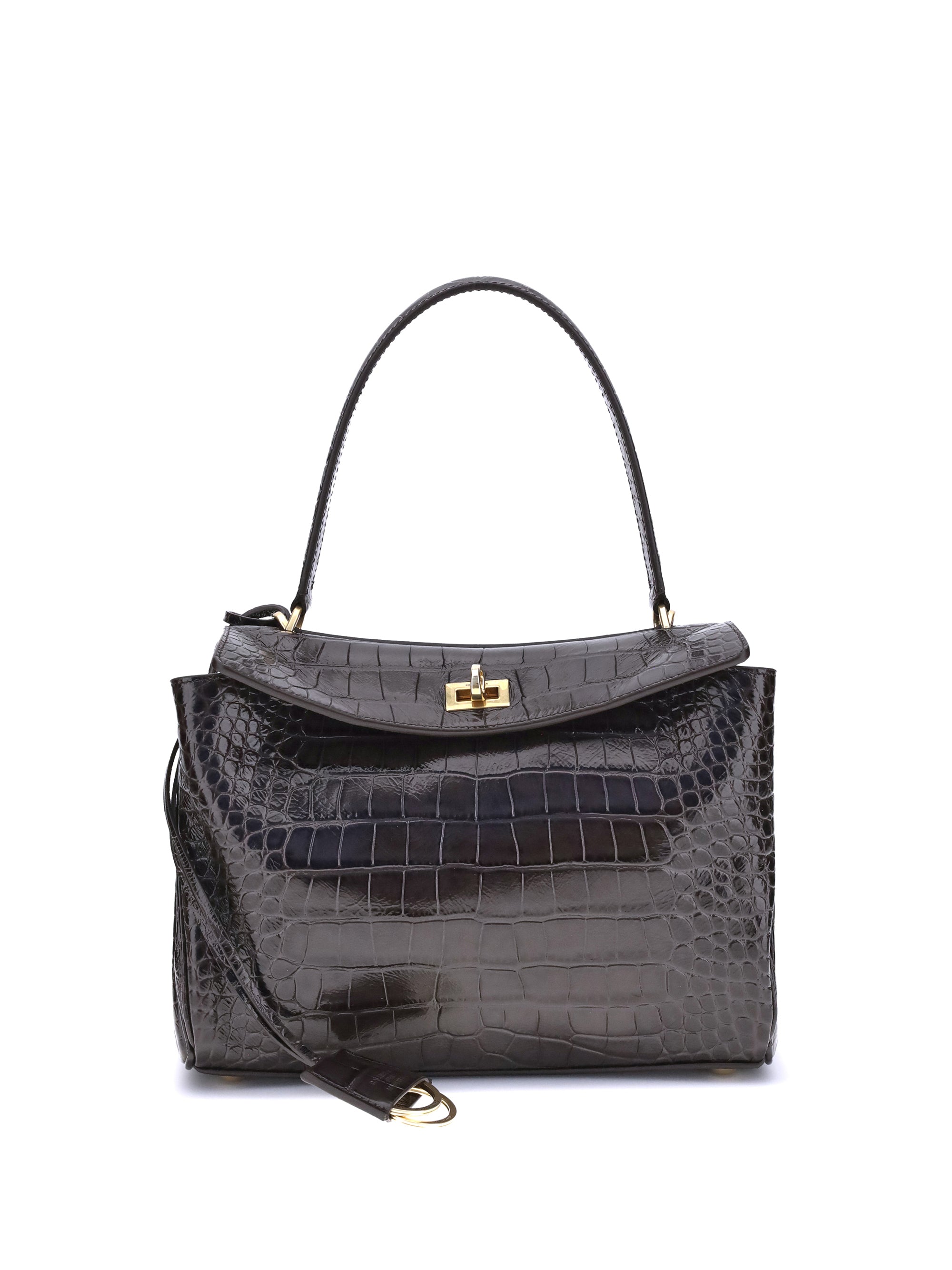 BALENCIAGA OS rodeo shoulder bag in crocodile-print leather