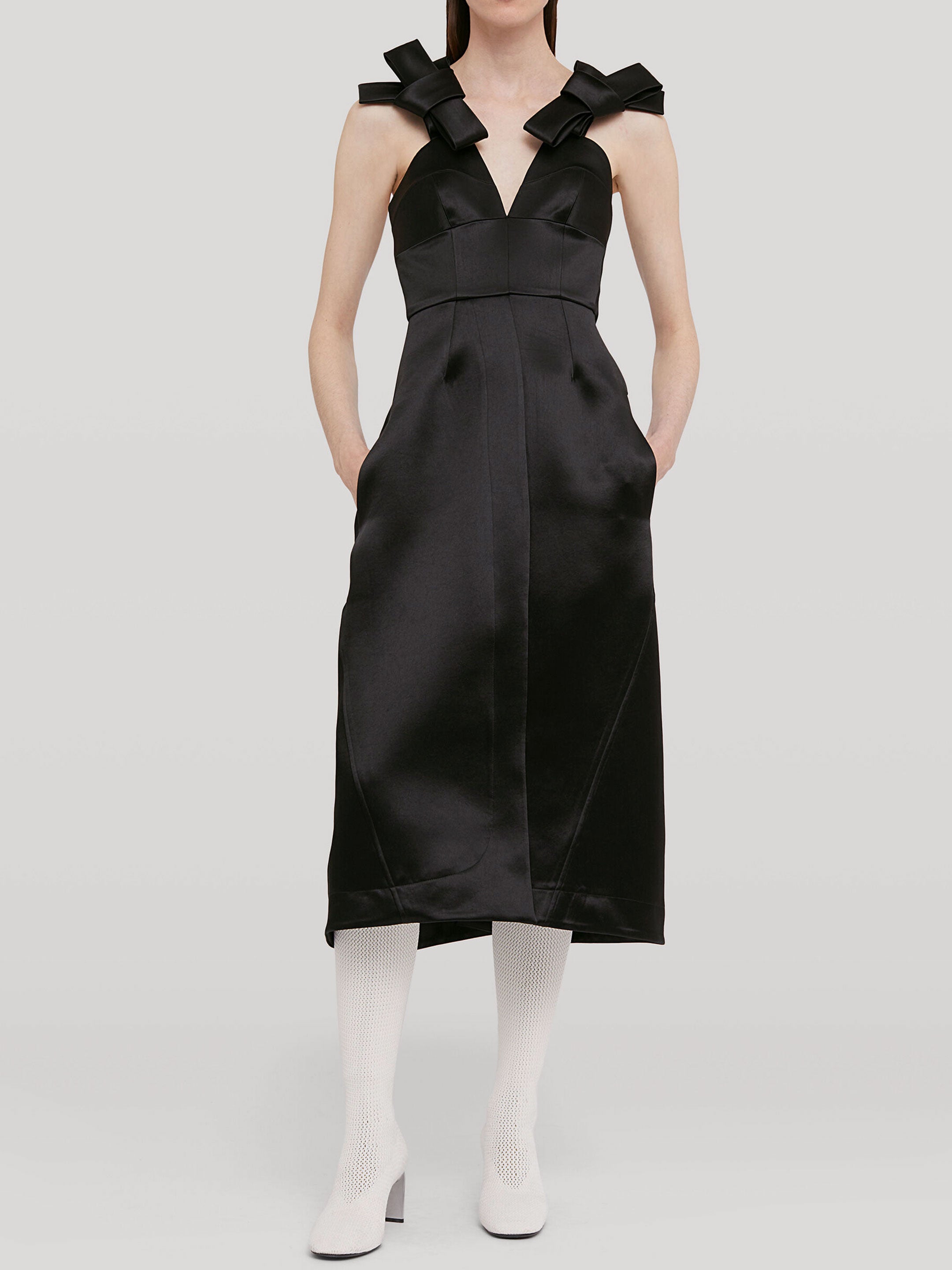JIL SANDER 38 black satin dress