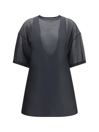 hybrid dress with sheer t-shirt