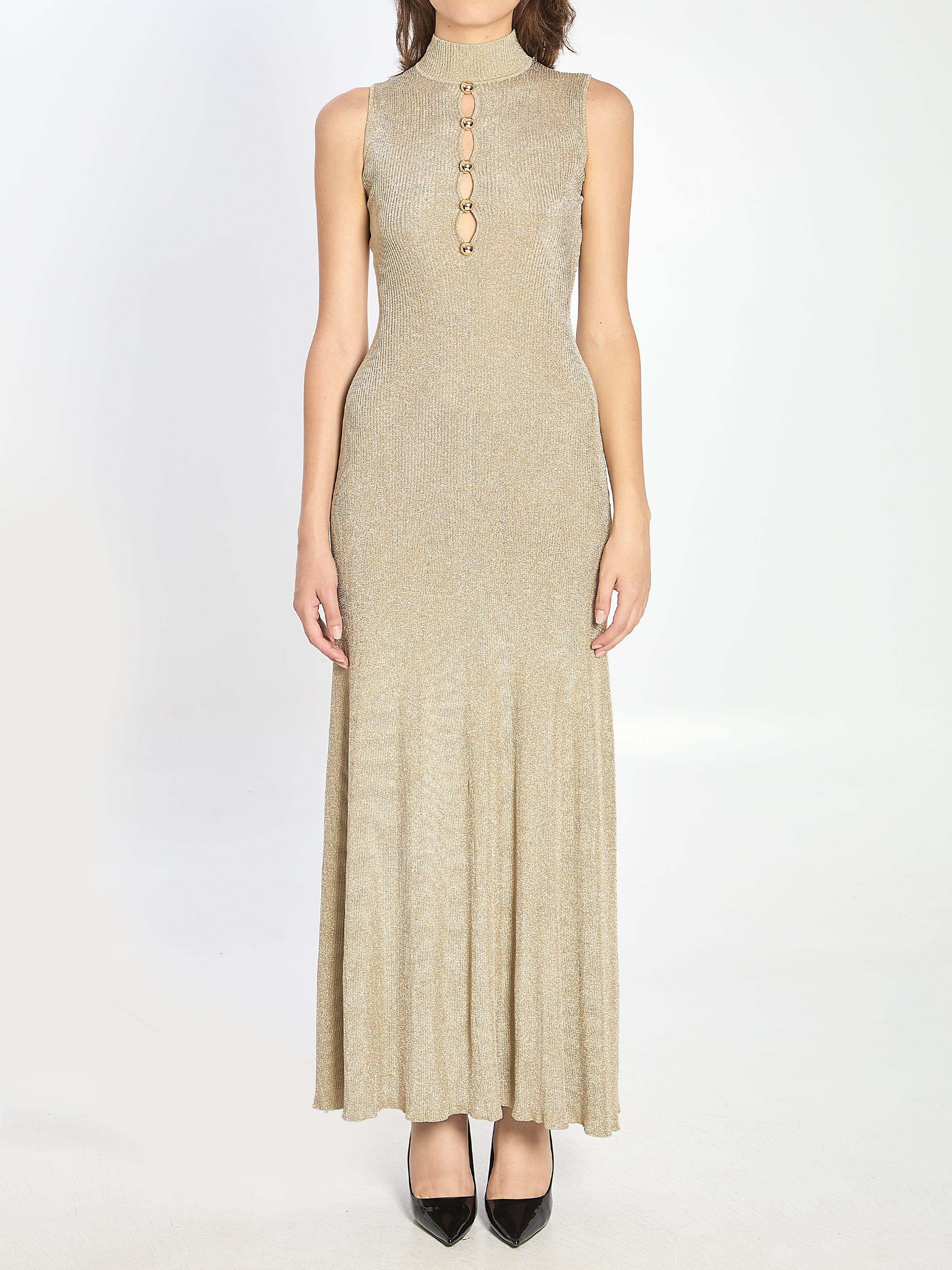 SELF PORTRAIT M gold maxi dress