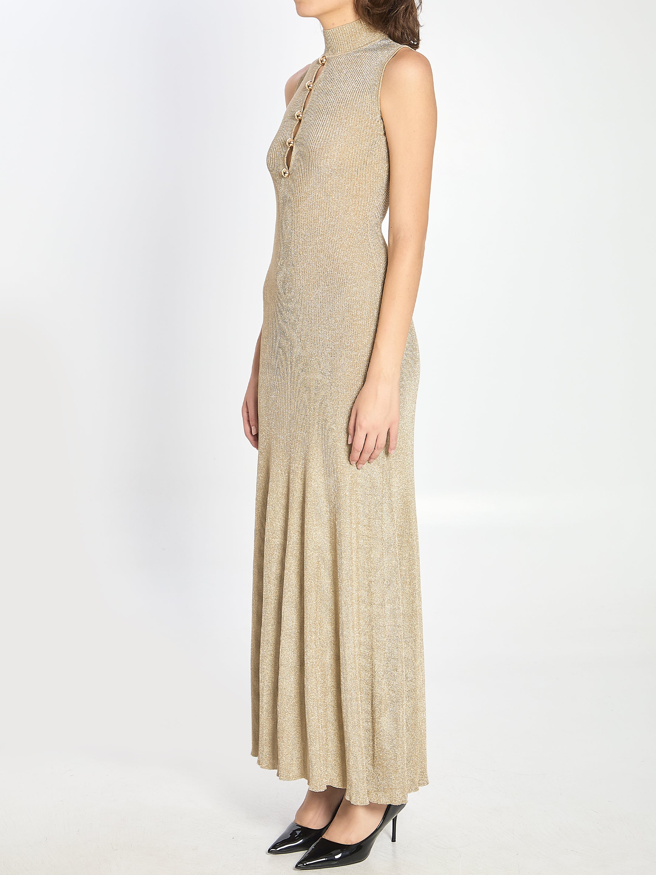 SELF PORTRAIT M gold maxi dress