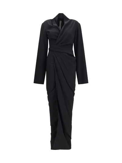 wrap draped long dress
