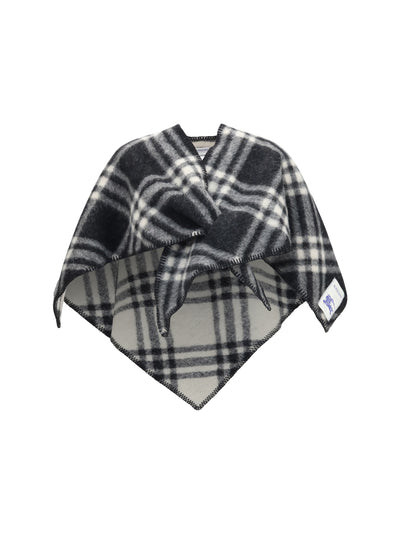 short wool check poncho