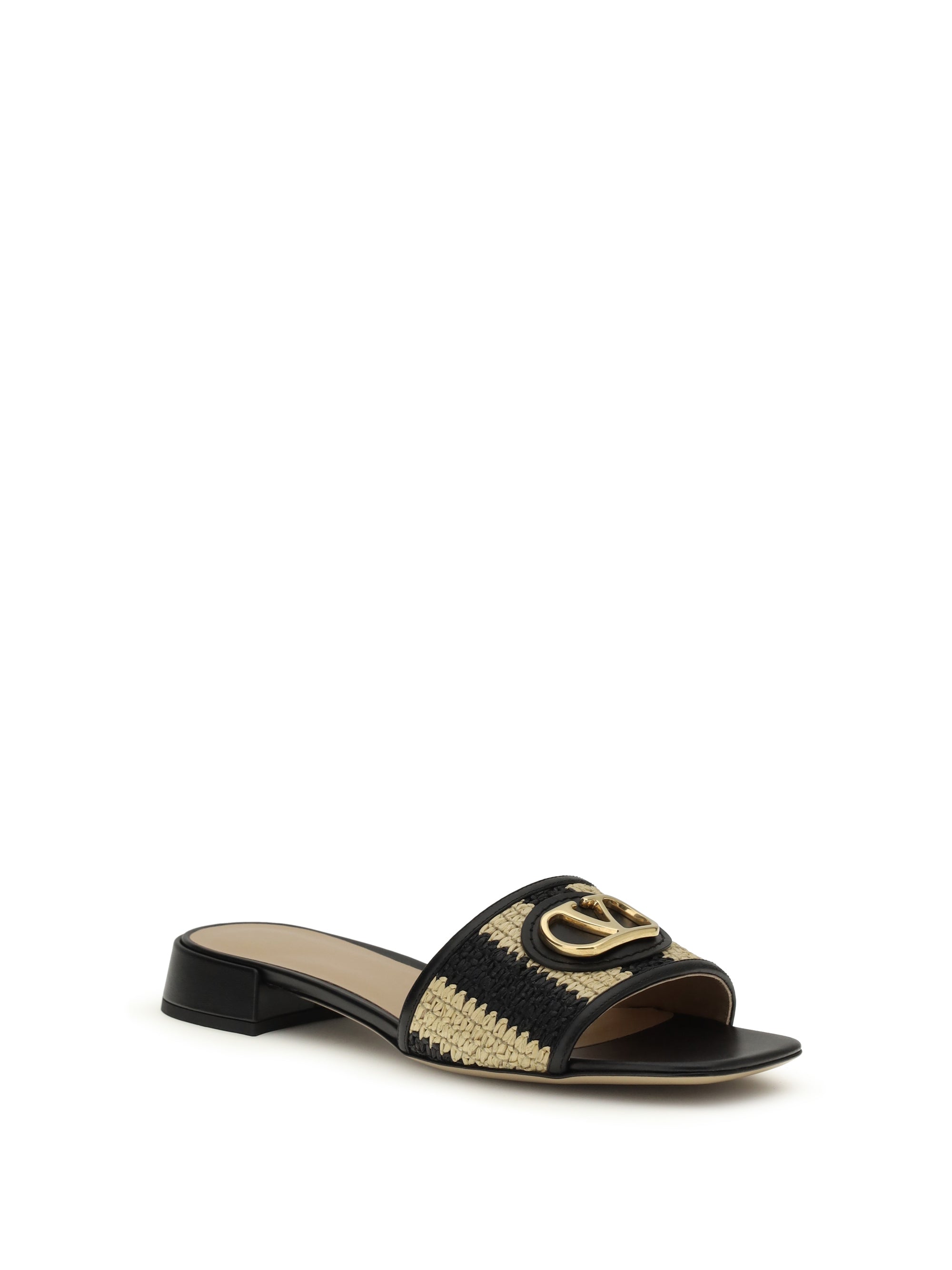 VALENTINO GARAVANI 36 vlogo signature raffia slide sandals