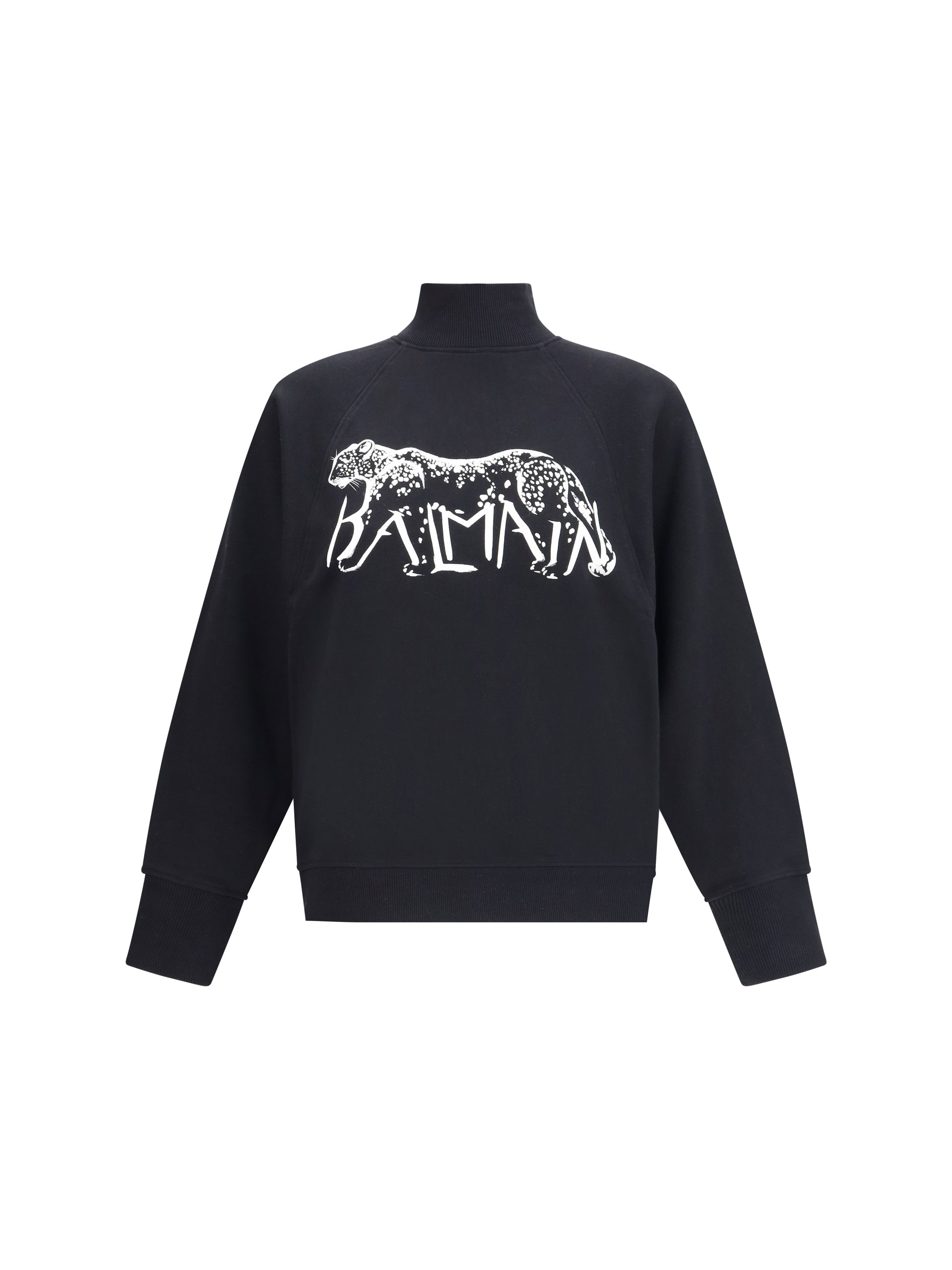 BALMAIN L leopard print high-neck sweatshirt