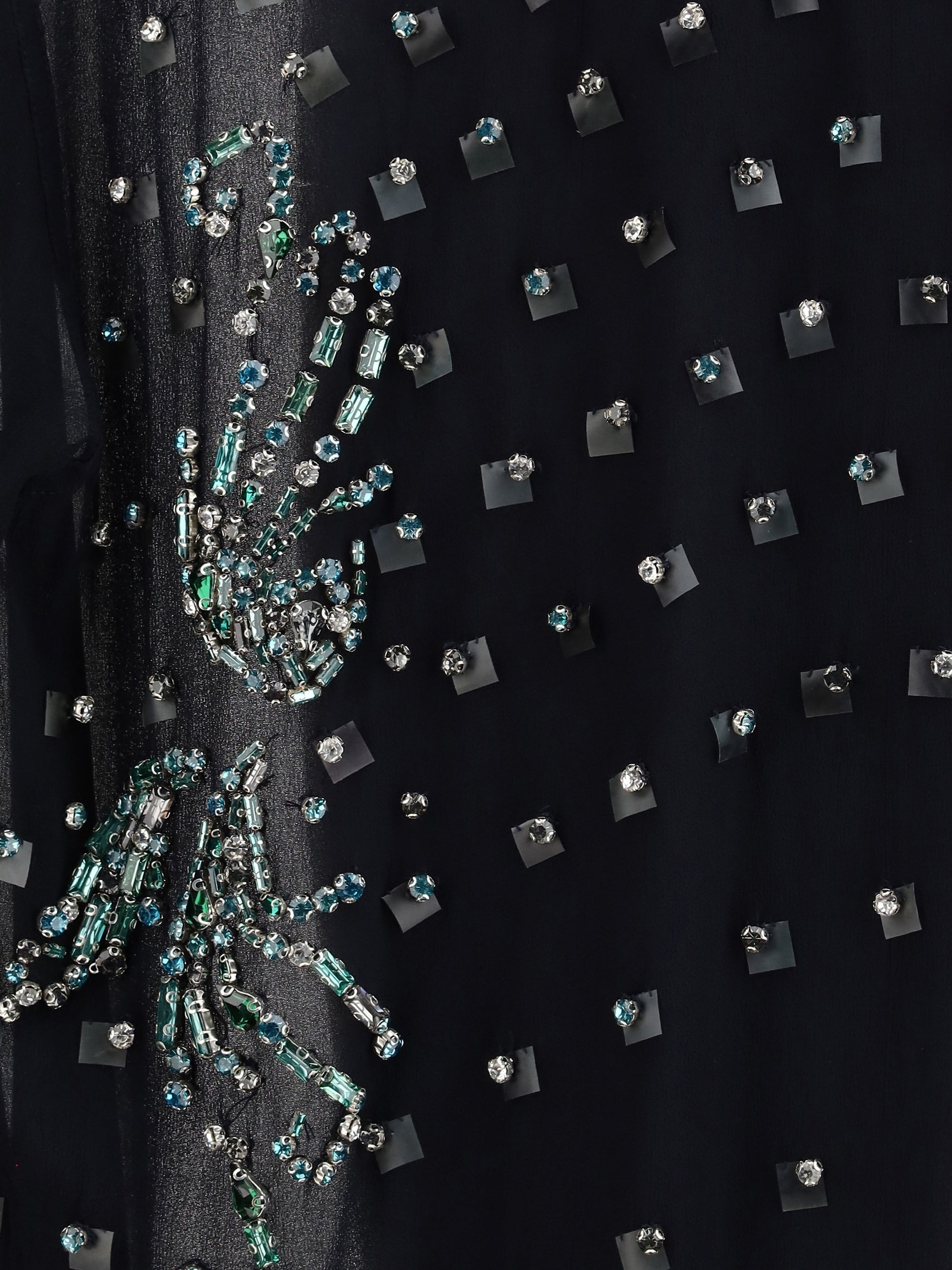 DRIES VAN NOTEN M viscose blouse with pussy-bow and jewelry embellishments