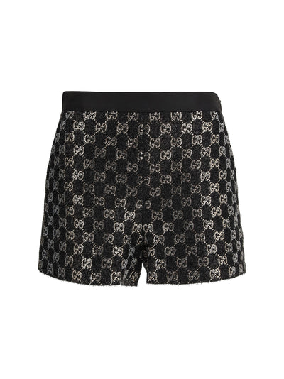tweed wool lamé embroidered shorts