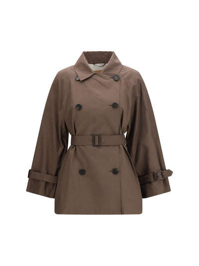 technical cotton-blend twill trench