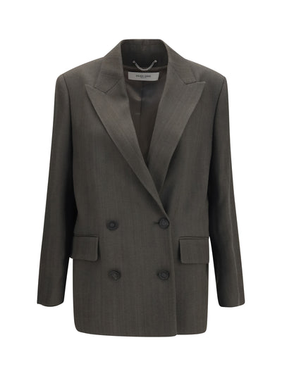 double-breasted blazer with drawstring