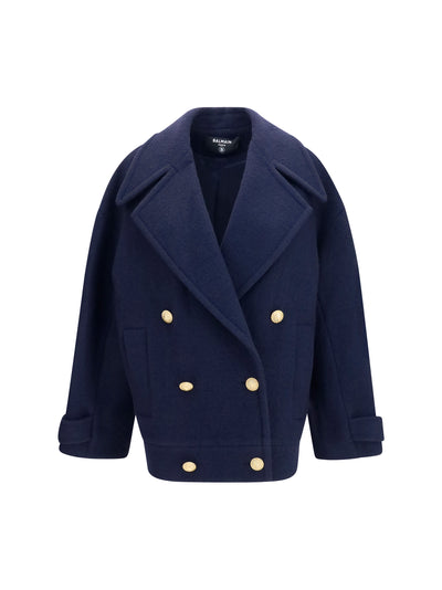 double-breasted wool coat with buttons