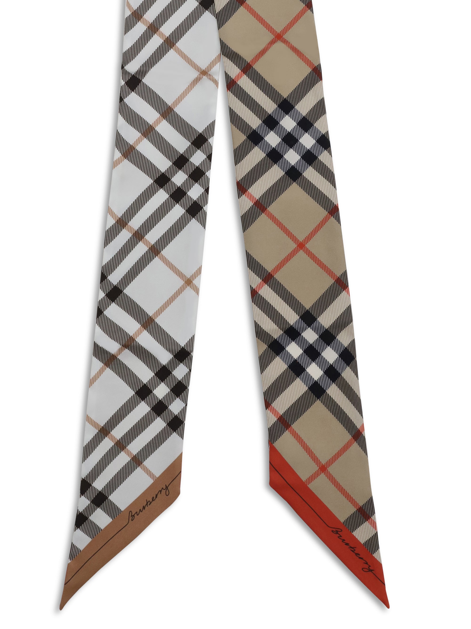 BURBERRY OS slim silk scarf
