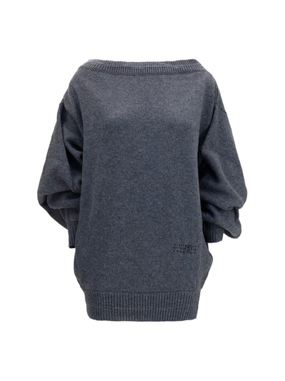wool-blend mini dress with wide sleeves