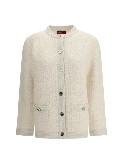 bouclé lamé wool cardigan
