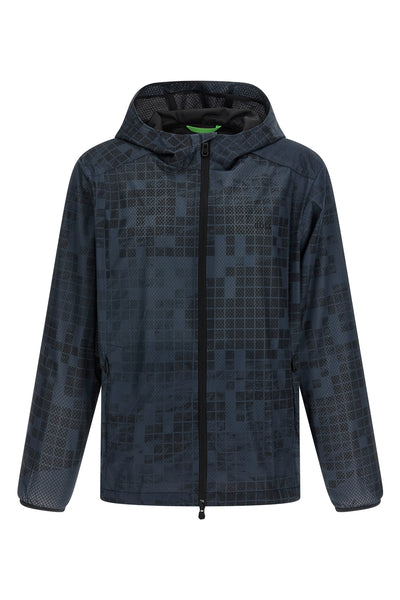 jump jt windbreaker in patterned water-repellent technical fabric