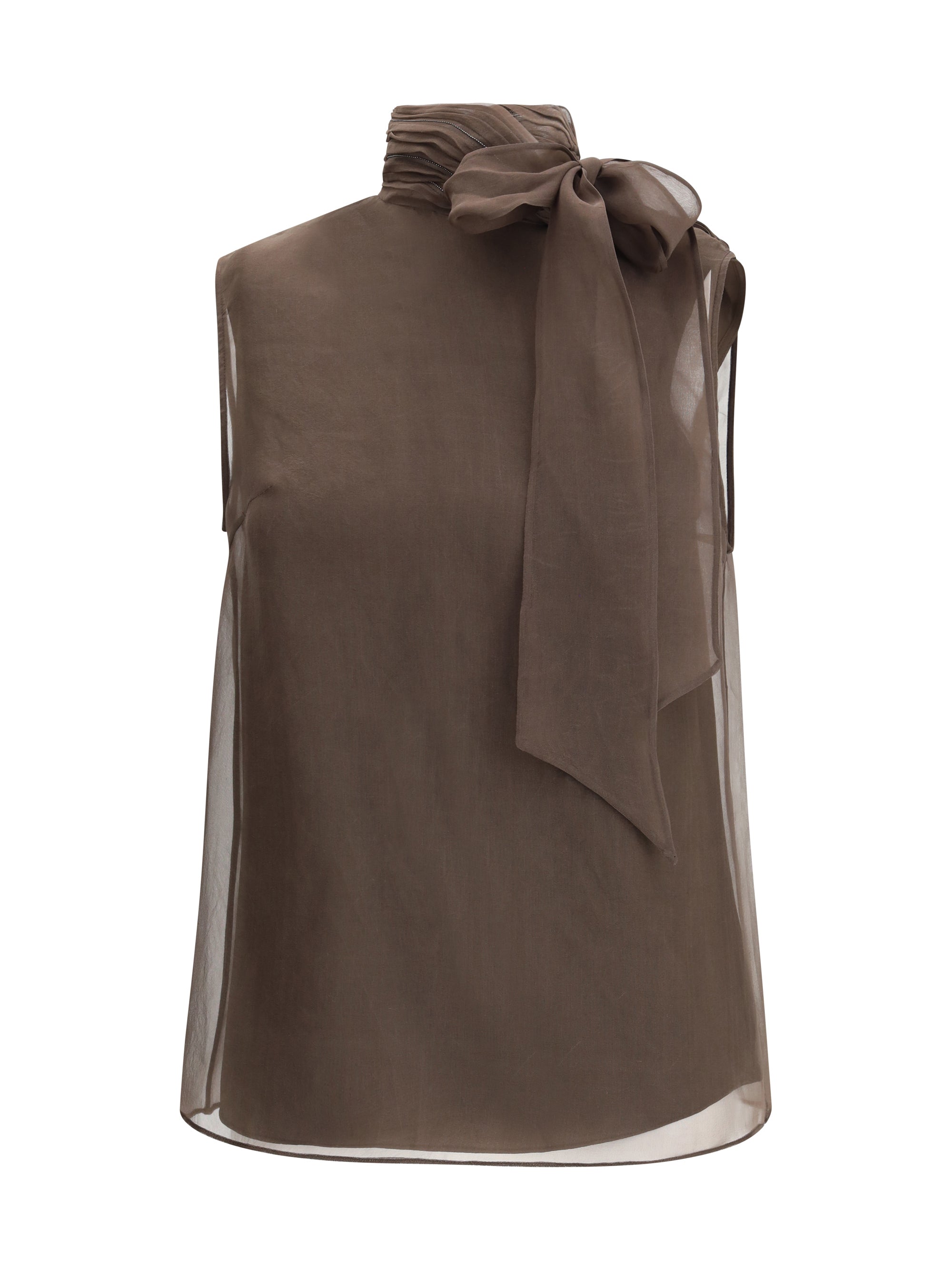 BRUNELLO CUCINELLI L crispy silk top with lavallière
