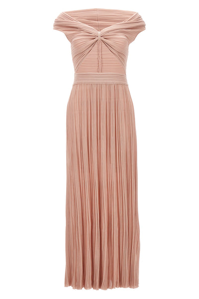 ginevra ribbed viscose blend off-the-shoulder dress