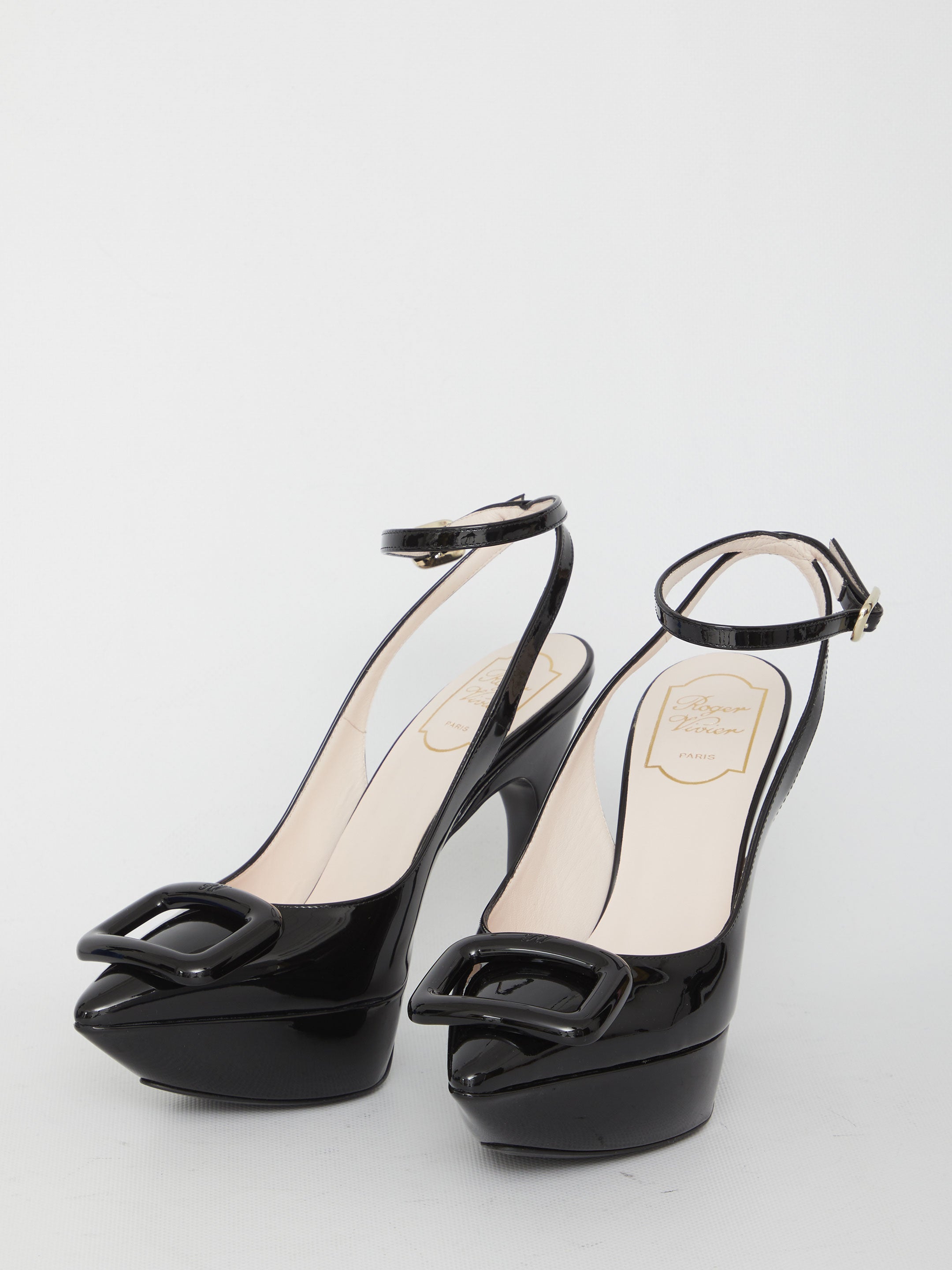 ROGER VIVIER 38 choc buckle sling back pumps