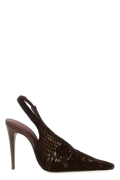 crochet tulle slingback shoes