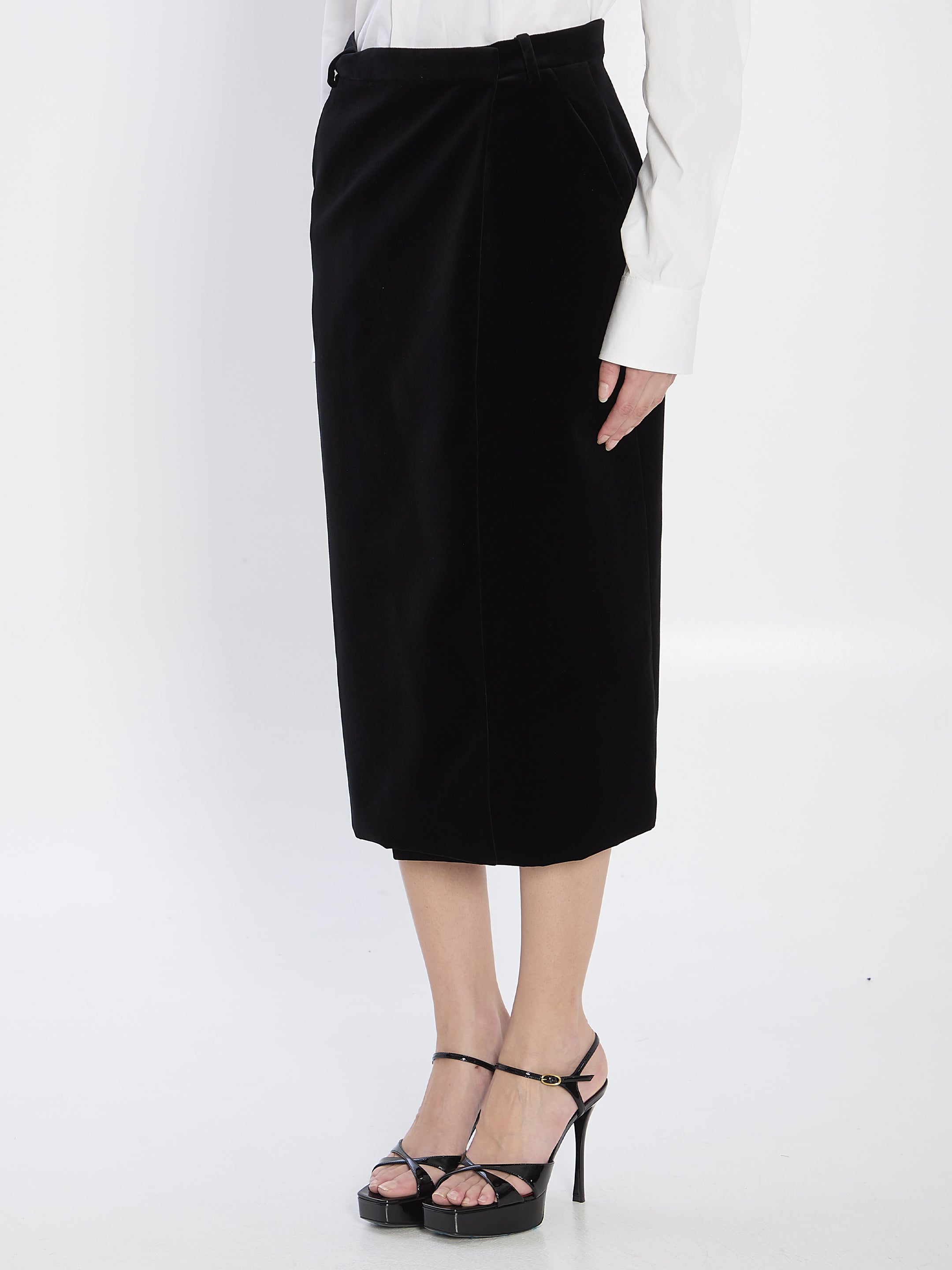 SAINT LAURENT 36 wrap skirt in velvet