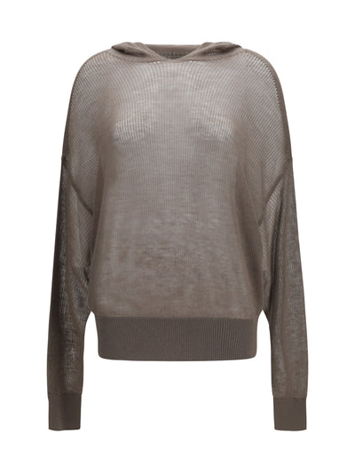 semi-sheer knit hoodie